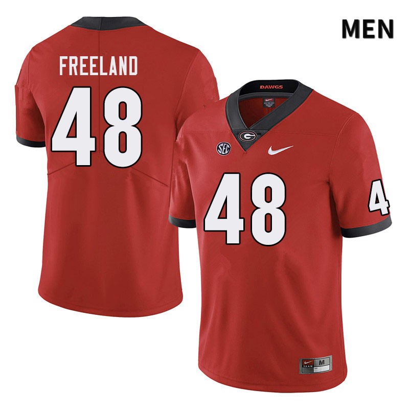 Georgia Bulldogs Men's Jarrett Freeland #48 Red Stitched College UGA Football Jersey 23FT012UB